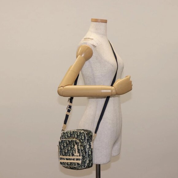 Christian Dior Trotter Canvas Shoulder Bag Navy Auth 147633 - Picture 1 of 16